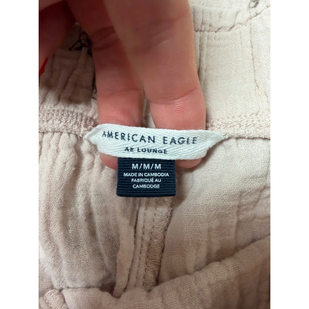 American Eagle Lounge Pink Cotton Gauze Western‎ Cowboy Pajama Set Womens Medium